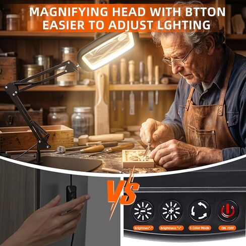 10X 30X Extra Large Magnifying Glass with Light and Stand,7-inch Lighted Magnifying Glass,5 Color Modes Stepless Dimmable,Rectangle Hands-Free Magnifier Desk Lamp for Reading Craft DIY Close Work Bl in Kuwait