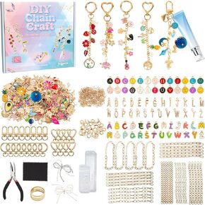 569Pcs Charms Lip Gloss Keychain Making Kit, Bracelet Making Kit, DIY Bag Charm Kit with Key Chain Hooks, Jump Rings, Lobster Clasps, Charms, Chains & Tools, Jewelry Pliers, Jewelry Craft Kit Supplies in Saudi Arabia