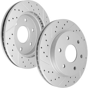 Front Drilled Slotted Brake Disc Rotors Fit for Chevy Silverado 1500, GMC Sierra 1500 1999-2006, Tahoe, Suburban 1500, Yukon 2000-2006, Express 1500/2500 2003-2008, Avalanche 1500, Savana, Escalade in Kuwait