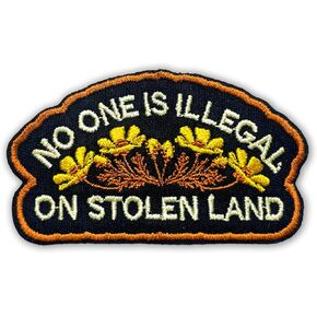 No One Is Illegal On Stolen Land Morale Patch 3 Inches Funny Floral, Immigration Rights, Social Justice, Hook and Loop Embroidered Patches for Backpack Vest Dog Harness Military Uniforms,Gifts for Dad in Saudi Arabia