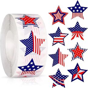 500Pcs 4th of July Sticker Holographic Stars Stickers Self Adhesive Red Blue Silver Stars Patriotic Star Shape Sticker for Reward Crafts Memorial Independence Day Decoration in Saudi Arabia