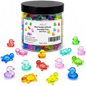 240PCS Translucent Counting Toys for Preschool, Turtle & Duck Sorting Manipulatives, Montessori Math Counters, Sensory Bin Fillers, Classroom Learning Toys for Toddlers with Storage Box in Saudi Arabia