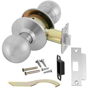 Door Knob Cylindrical Lock Entrance Function Keyed Entry & Lock Satin Stainless Steel Finish LH5304OB -US32D UL Certified ANSI/BHMA Grade 2 Commercial Door Knob for Heavy Duty Use Embassy Series in Kuwait