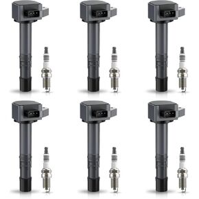 Set of 6 Ignition Coil Pack and Platinum Spark Plugs Compatible with Honda Pilot Ridgeline Acura MDX Saturn Vue 3.5L V6 2001 2002 2003 2004 2005 2006 2007 2008 Replaces UF413 UF435 UF400 4503 in Saudi Arabia