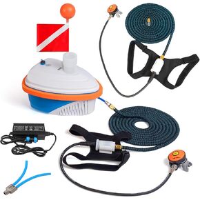 2 Person Scuba Diving System, 6-7 Hours, Rechargeable Tankless Dive System with 2 60FT Hoses & Regulators, Dual-User Diving Ventilator Tankless Scuba for Recreational Diving in Saudi Arabia