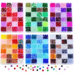 SONGIN 8mm Glass Beads for Jewelry Making, 144 Colors 1728PCS Round Crystal Beads Kit with 6 Organizer Boxes, Assorted Glass Bead Set for Bracelets, Earrings, Necklaces, DIY Crafts in Saudi Arabia