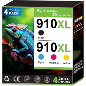 910XL Ink Cartridges Compatible With HP 910 Ink Combo Pack Work with OfficeJet Pro 8020 8025 8035 8015e 8028e 8010 8010e 8022 8022e Printer High Yield 910 Black 910 Color, with V19.7.1 Chip (4 Pack) in Kuwait