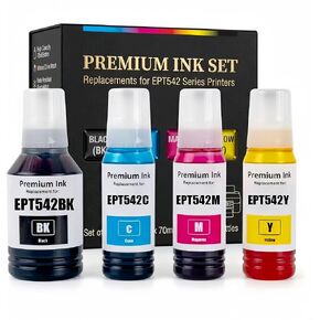 Compatible for 542 Ink Refill Bottles Fits ET-5150 ET-5170 ET-5180 ET-5800 ET-5850 ET-5880 ET-16600 ET-16650, T542 Pigment Ink Bottle Combo Pack for Workforce ST-C5000 ST-C5500(BK C M Y) in Saudi Arabia