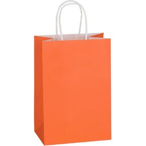 Mlyta 300 Pack 5.25x3.25x8.5 Inch Plain Small Brown Kraft Paper Gift Bags with Handles Bulk for Goodie, Party Favor Brithday Grocery Shopping, Business Wedding Retail Craft Treat, Merchandise Sacks in Kuwait