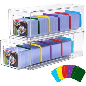 TREWAVE 2 Pack Trading Card Storage Box with 10 Dividers, Plastic Clear Drawer Organizer Case, Stackable for Toploaders, Sports Cards & TCG in Saudi Arabia