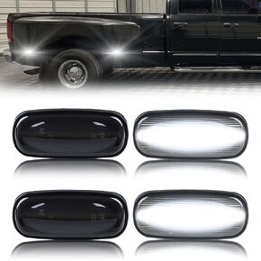 LED Rear Side Marker Lights Assembly for 2003-2009 Dodge Ram 2500 3500 Dual Rear Wheel Fender Bumper Marker Signal Lamps, Replace OEM Smoked Lens White LED Side Turn Signal Lamps, 4 PCS in Saudi Arabia