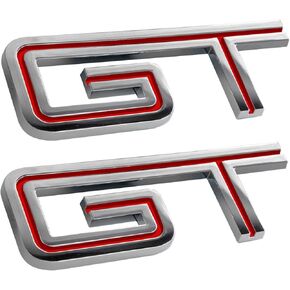 شارات شعارات صندوق السيارة من الكروم والأحمر مقاس 4.5 بوصة (مجموعة من 2) لسيارة Ford Mustang GT 2005-2010 in Kuwait