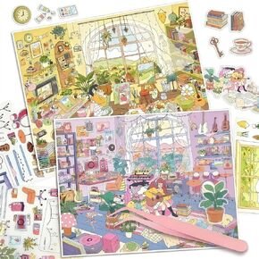 New 3D Sticker Scene, 2 Sets Large DIY Stickers for Music Studio and Illustration Studio, It Features a Positioning Lines, and a Zoning Diagram, Sticker Crafts for Adults (The Studio) in Saudi Arabia