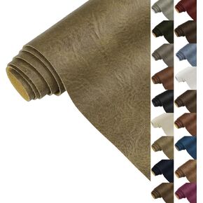 Faux Leather Fabric, 1.0mm Thicken Soft Upholstery Fabric by The Yard 55" Wide Marine Vinyl Fabric PU Leather Sheets for Craft Sewing Chair Seat Wallet Cover, 1 Yard Yellow Brown Crazy Horse in Saudi Arabia