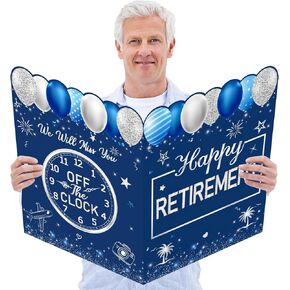 Jumbo Retirement Card 22 x 14 Inches, Black Gold Large Happy Retirement Party Farewell Card with Envelope, Giant Retirement Guest Book Greeting Card Gift for Men & Women in Saudi Arabia