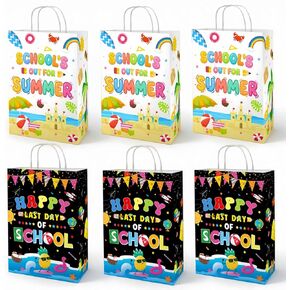 12 Pcs School's Out for Summer Gift Bags with Handle End of School Year Party Goodie Bags Summer Theme Paper Bags for Last Day of School Party Decoration Supplies in Kuwait