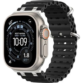 MoKo Upgraded Silicone Ocean Band - Ultra 2/Ultra Sports Bands with Metal Connector, Breathable Strap Compatible with Apple Watch 49mm, 46mm, 45mm, 44mm, 42mm for Men Women in Saudi Arabia