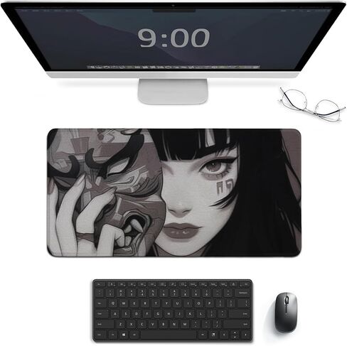 Gaming Mouse Pad Large Mousepad Female Samurai Anime Girl Cool Retro Japanese Desk Mat Big Mousepad Extended Keyboard Computer Pad Office Desk Organizers and Accessories 30x60cm, Style in Saudi Arabia