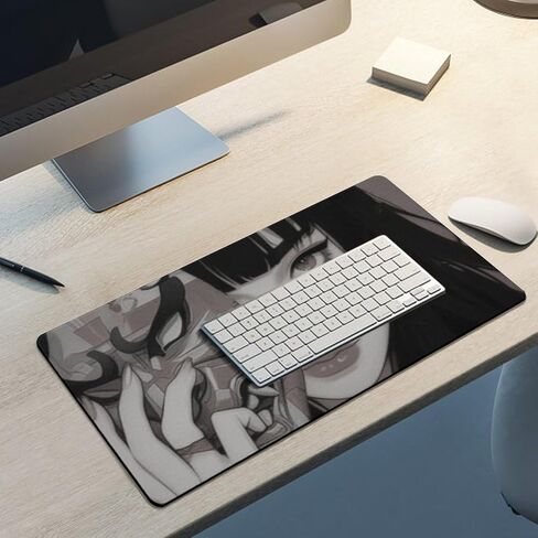 Gaming Mouse Pad Large Mousepad Female Samurai Anime Girl Cool Retro Japanese Desk Mat Big Mousepad Extended Keyboard Computer Pad Office Desk Organizers and Accessories 30x60cm, Style in Saudi Arabia