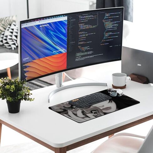 Gaming Mouse Pad Large Mousepad Female Samurai Anime Girl Cool Retro Japanese Desk Mat Big Mousepad Extended Keyboard Computer Pad Office Desk Organizers and Accessories 30x60cm, Style in Saudi Arabia