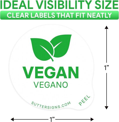 Vegan Food Labels 1000 pcs | 1" Dot Bold Sticker Labels for Party Buffet, Delis, Sandwich Shops, Food Containers in Kuwait