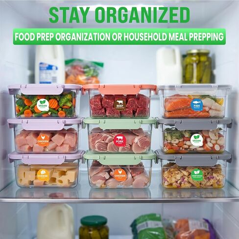 Vegan Food Labels 1000 pcs | 1" Dot Bold Sticker Labels for Party Buffet, Delis, Sandwich Shops, Food Containers in Kuwait