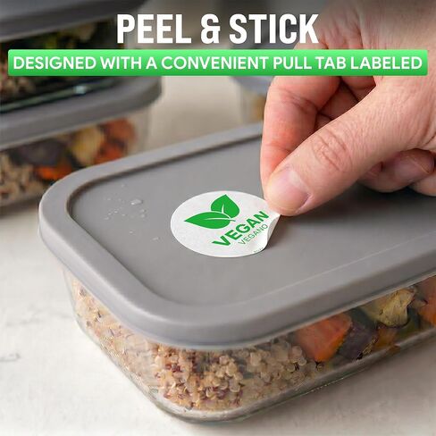 Vegan Food Labels 1000 pcs | 1" Dot Bold Sticker Labels for Party Buffet, Delis, Sandwich Shops, Food Containers in Kuwait