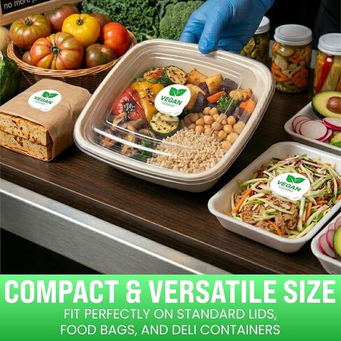 Vegan Food Labels 1000 pcs | 1" Dot Bold Sticker Labels for Party Buffet, Delis, Sandwich Shops, Food Containers in Kuwait
