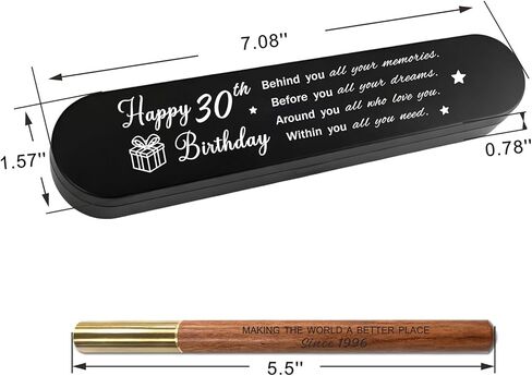 30th Birthday Gift for 1996 Born - Engraved Wooden Gel Pen & Keepsake Box Set, Meaningful 30 Year Old Gift for Men & Women, Milestone Birthday Present in Saudi Arabia