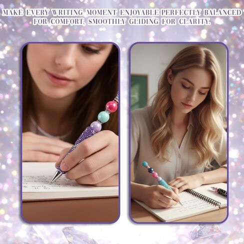 60 Pcs Full Rhinestone Beadable Pens Bulk Set, 20 Diamond Pens with Refills & Bags Glitter Beaded Pen Kit for DIY Pen Cute Journalling Bling Ballpoint Craft Making in Kuwait