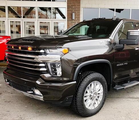 iJDMTOY 3pc Super Bright Amber Full LED Center Grille Running/Position Lights w/Mounting Brackets, Compatible With 2019/2020-up Chevrolet Silverado 1500 2500HD 3500HD (Amber Lens) in Kuwait