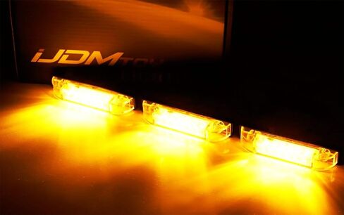 iJDMTOY 3pc Super Bright Amber Full LED Center Grille Running/Position Lights w/Mounting Brackets, Compatible With 2019/2020-up Chevrolet Silverado 1500 2500HD 3500HD (Amber Lens) in Kuwait