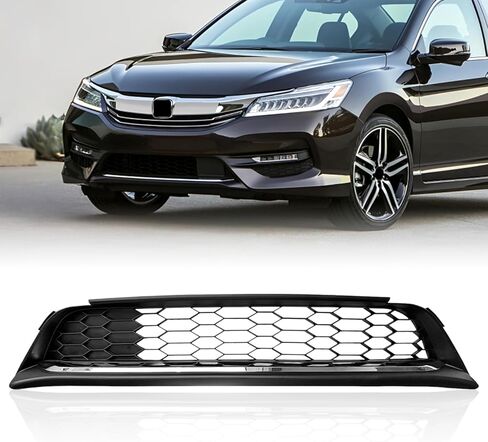 Front Bumper Lower Mesh Grille Fit For 2016 2017 Honda Accord W/Chrome Trim Replacement for HO1036126 71152T2FA50 in Saudi Arabia