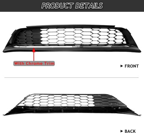 Front Bumper Lower Mesh Grille Fit For 2016 2017 Honda Accord W/Chrome Trim Replacement for HO1036126 71152T2FA50 in Saudi Arabia