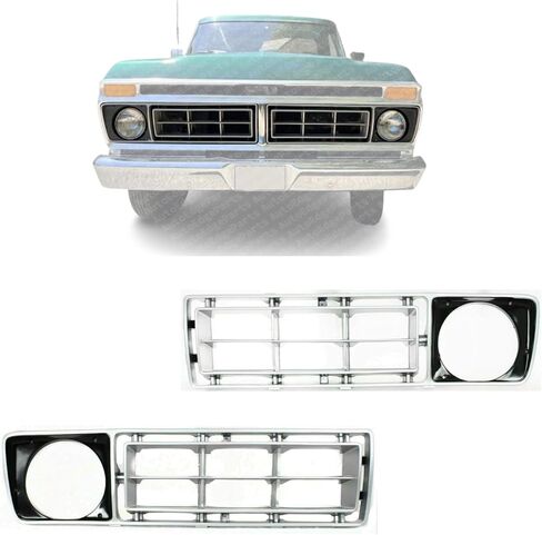 New Headlight Grille Trim Bezels Silver with Round Holes Passenger & Driver Side for Ford F100 F150 F250 F350 F500 1976-1977 Direct Replacement D6TZ8151A D6TZ8150A FO1200106 FO1200107 in Saudi Arabia
