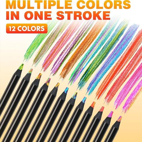 BUNKI 12Pcs Gradient Rainbow Colored Pencils, Concentric Color Changing Design, Non-Toxic Art Drawing Stationery, Creative School Supplies, Holiday Birthday Gifts for Kids in Saudi Arabia
