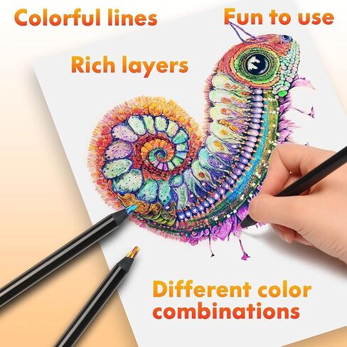 BUNKI 12Pcs Gradient Rainbow Colored Pencils, Concentric Color Changing Design, Non-Toxic Art Drawing Stationery, Creative School Supplies, Holiday Birthday Gifts for Kids in Saudi Arabia