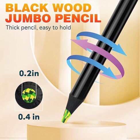 BUNKI 12Pcs Gradient Rainbow Colored Pencils, Concentric Color Changing Design, Non-Toxic Art Drawing Stationery, Creative School Supplies, Holiday Birthday Gifts for Kids in Saudi Arabia