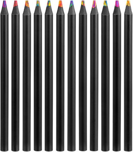 BUNKI 12Pcs Gradient Rainbow Colored Pencils, Concentric Color Changing Design, Non-Toxic Art Drawing Stationery, Creative School Supplies, Holiday Birthday Gifts for Kids in Saudi Arabia