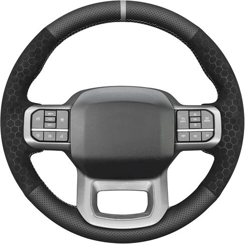 غطاء عجلة القيادة MEWANT لسيارة Ford F-150 F150/ F-150 (Lightning) / F-350 F350 / F-450 F450 / غطاء عجلة القيادة مخيط يدويًا in Saudi Arabia