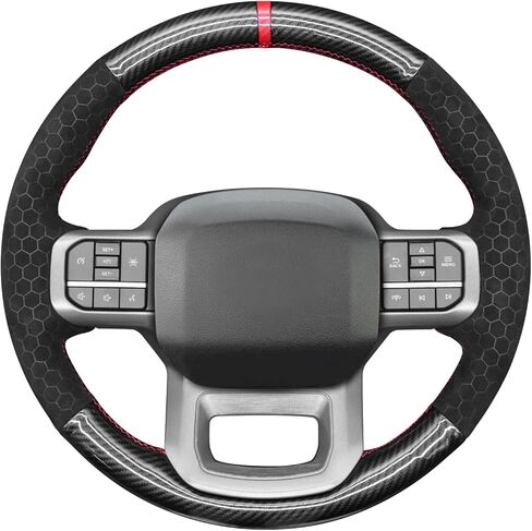 غطاء عجلة القيادة MEWANT لسيارة Ford F-150 F150/ F-150 (Lightning) / F-350 F350 / F-450 F450 / غطاء عجلة القيادة مخيط يدويًا in Saudi Arabia