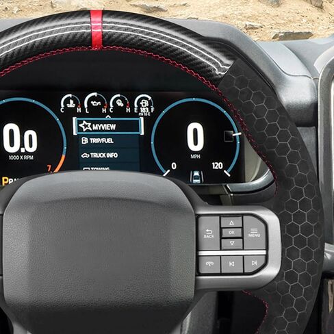 غطاء عجلة القيادة MEWANT لسيارة Ford F-150 F150/ F-150 (Lightning) / F-350 F350 / F-450 F450 / غطاء عجلة القيادة مخيط يدويًا in Saudi Arabia