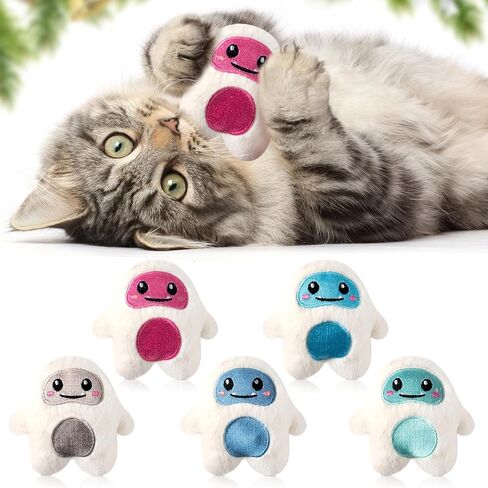 MALLMALL6 Catnip Toys for Cat - 5Pcs Cactus Prickly Plants Catmint Interactive Cat Toy for Indoor Cats, Soft Plush Green Cat Supplies, Kitten Teething Chew Toy Set, Cute Pet Gifts for Cat Lover in Kuwait