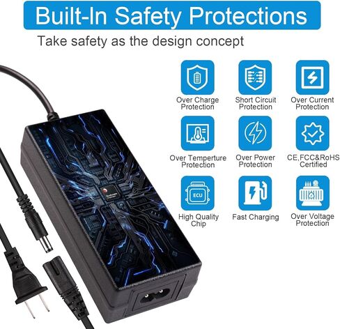 42V 2A Charger with 6 Plugs Universal for 36V Li-ion Battery, Fast Charger Replacement for Razor,Jetson,Voyage,gotrax,ninebot,Bird,Segway and Most 36V 10S Lithium Battery Device in Kuwait