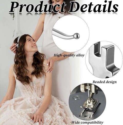 Bead Sequin Special Presser Foot, No Hammering to Break Wedding Dress Bead Fabric Metal Sewing Machine Straight Stitch Foots for Evening Gowns, Fashion Fabrics in Saudi Arabia