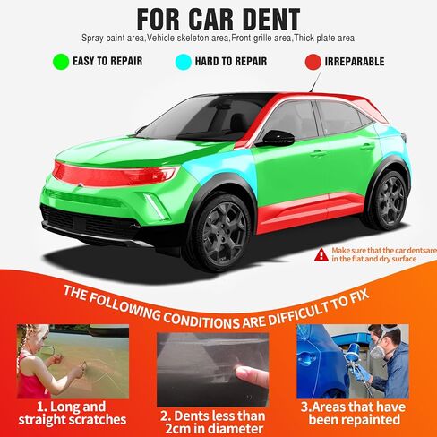 Car Dent Puller, Dent Remover Tool Kit, Dent Removal Kit with Suction Cup and Handle Lifter for Auto Body Small Dent Repair, Glass Lifter, Screen Remover, Object Moving Tool (Yellow+Orange) in Saudi Arabia
