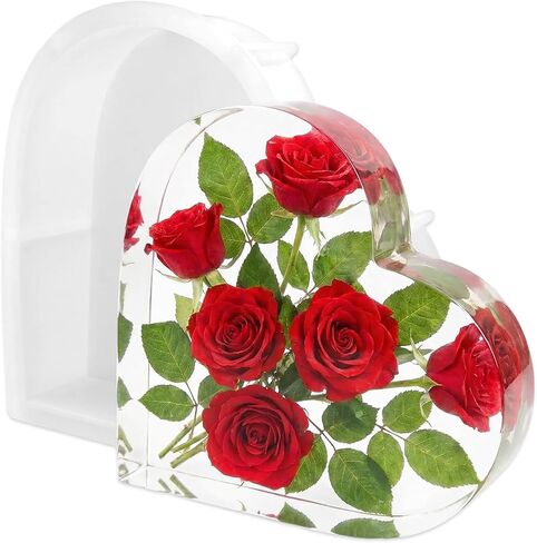 Large Silicone Heart Resin Molds Heart Shaped Silicone Molds Deep Pour Mold for Epoxy Resin Flower Preservation Bookend Casting DIY Wedding Home Decors in Saudi Arabia