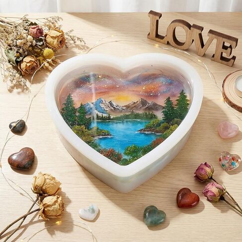 Large Silicone Heart Resin Molds Heart Shaped Silicone Molds Deep Pour Mold for Epoxy Resin Flower Preservation Bookend Casting DIY Wedding Home Decors in Saudi Arabia