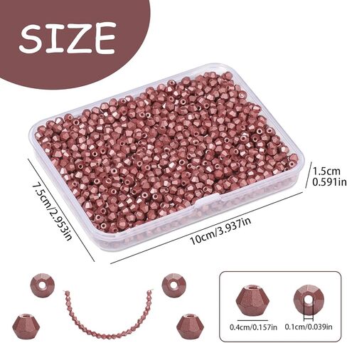 1000pcs 4mm Brown Glass Beads for Jewelry Making, Spacer Faceted Bicone Crystal Beads for Bracelet Earring Necklace Arts and Crafts, DIY, Bulk, Gift for Friends. in Kuwait