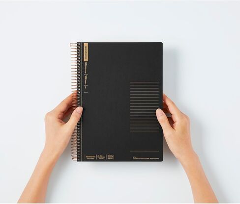 Maruman Spiral Note Basic Lined Notebook- B5, 9.92" x 7.44", 150 Sheets / 300 Pages, 6.5mm Narrow Ruled Journal, Perforated Pages & Wire-Bound to Lay Flat, Sturdy Black Kraft Cover, Made in Japan in Kuwait